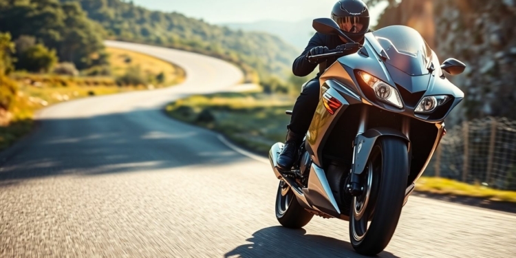 Motorcycle rider on a scenic road