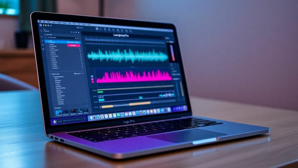 Logic Pro software interface on a laptop screen