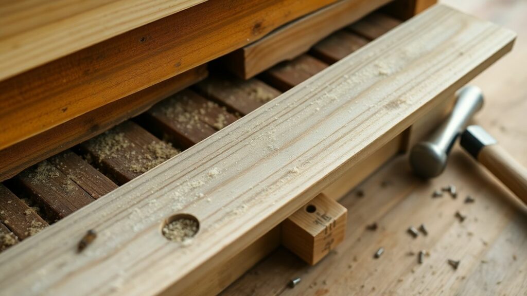 DIY wooden beehive construction with scrap wood