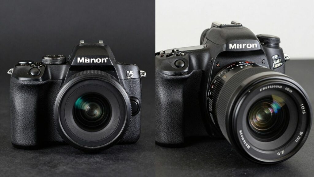 Mirrorless camera versus DSLR camera comparison.