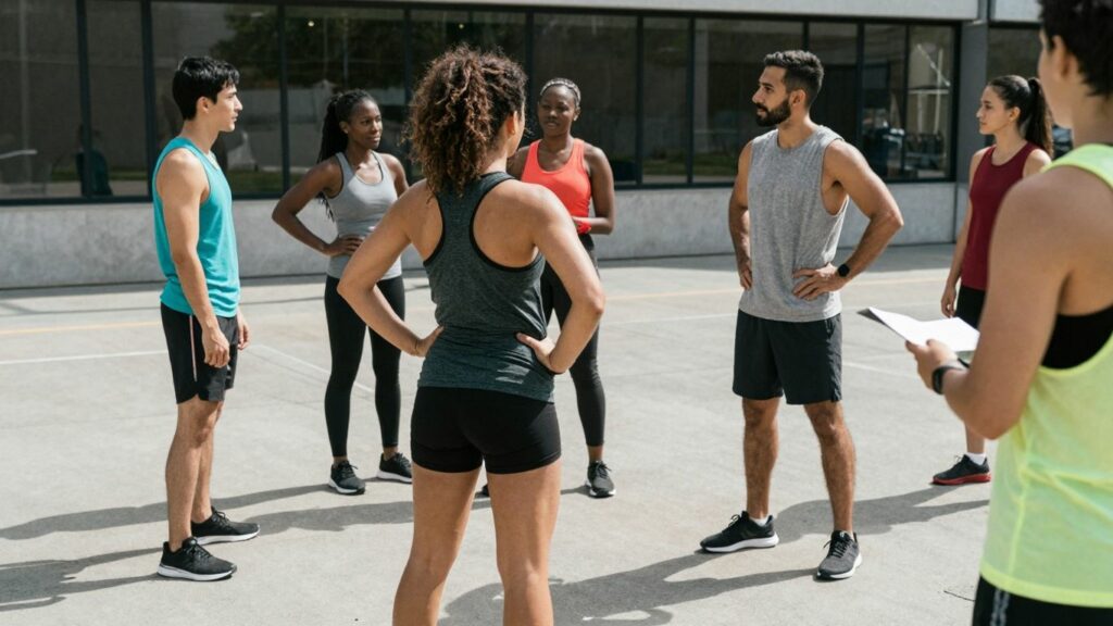 People practicing safe habits and discussing health openly.