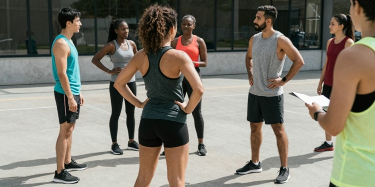 People practicing safe habits and discussing health openly.