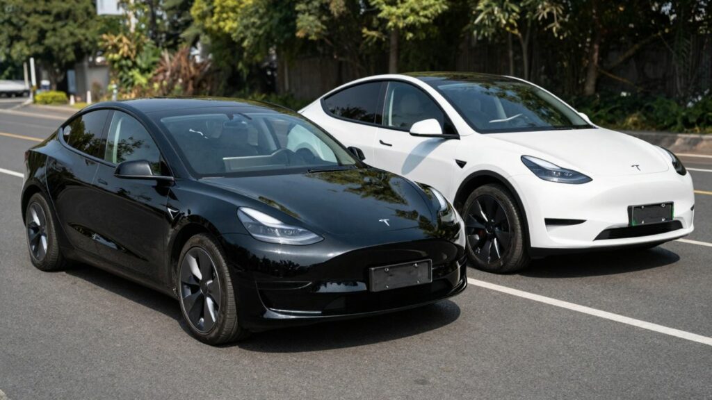 Tesla Model 3 and Model Y side-by-side.