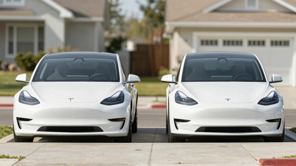 Tesla Model 3 and Model Y side-by-side