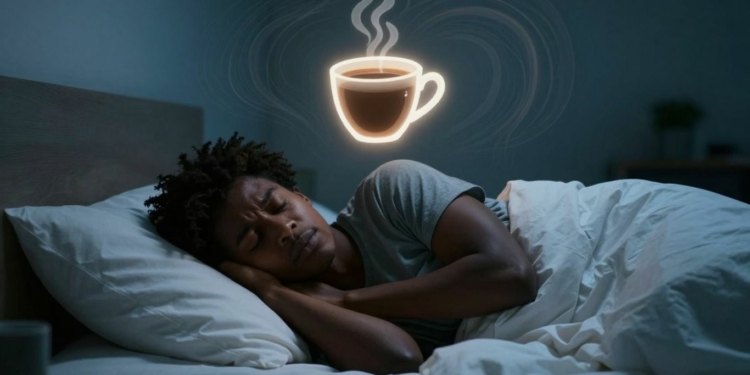 Person unable to sleep due to coffee.