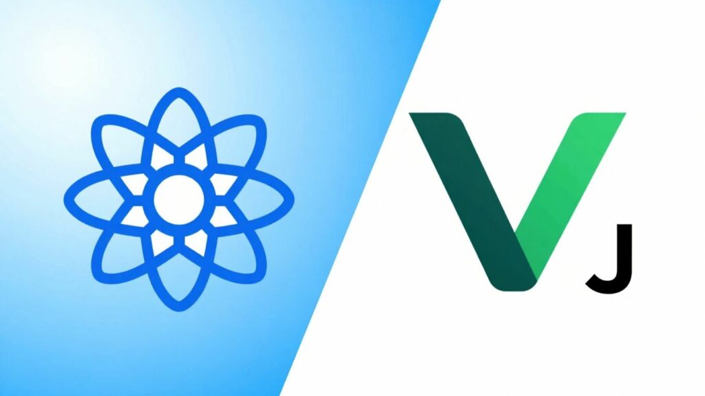 React and Vue.js logos side-by-side comparison