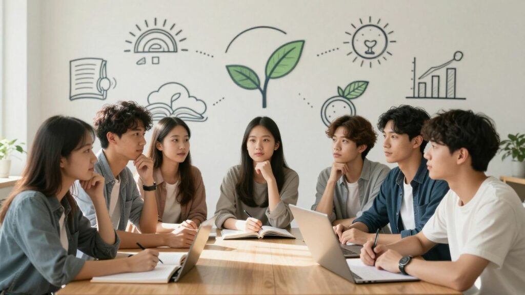 Young adults learning essential life skills for the future.