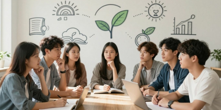 Young adults learning essential life skills for the future.