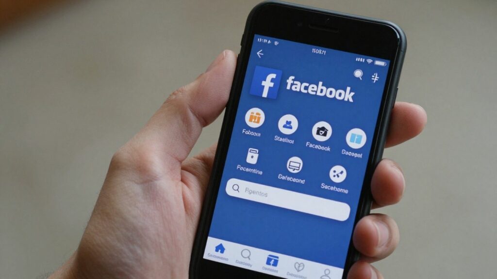 Facebook ad targeting tips on a smartphone screen.