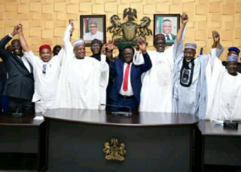 APC Governors celebrating Professor Ben Ayade's defection from PDP