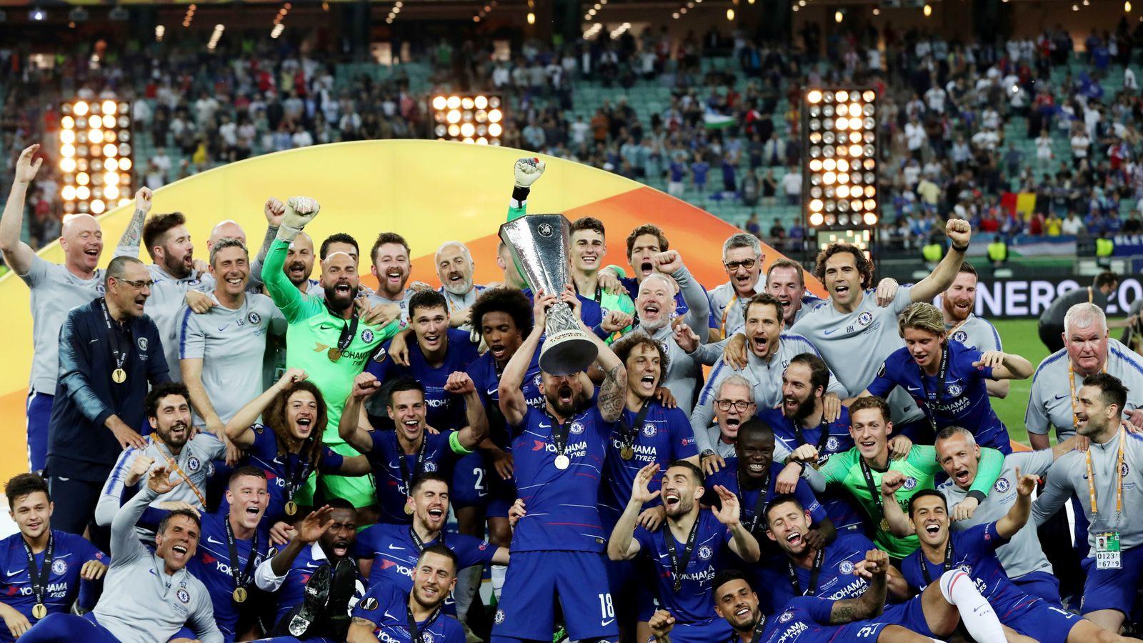 Chelsea UEFA Europa League Trophies