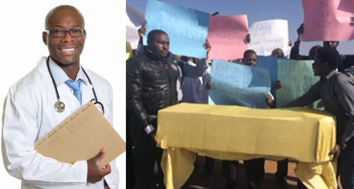 JUTH Doctors protest with coffin