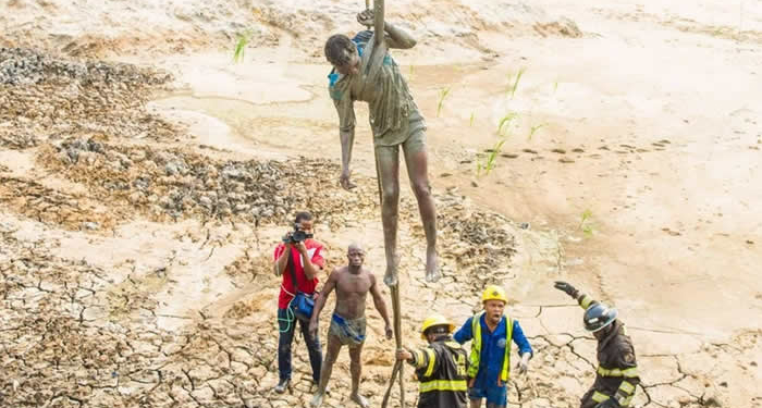 Woman trapped inside mud rescued by LASEMA
