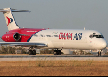Dana Air plane hits airport fence
