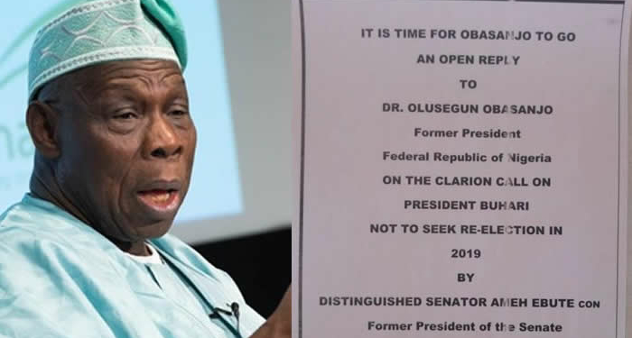 Obasanjo, Open letter by Former Senate President, Ameh Ebute