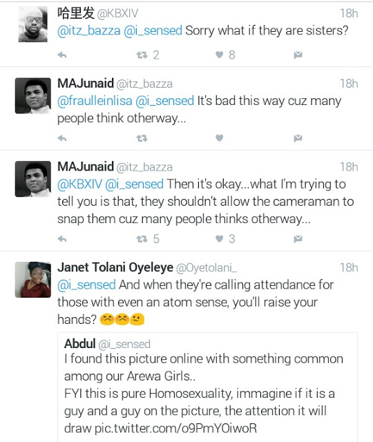 Photo of young girl giving another girl a peck on the cheek is "pure homosexuality" says Nigerian Muslim man