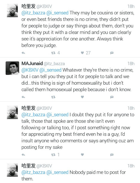 Photo of young girl giving another girl a peck on the cheek is "pure homosexuality" says Nigerian Muslim man