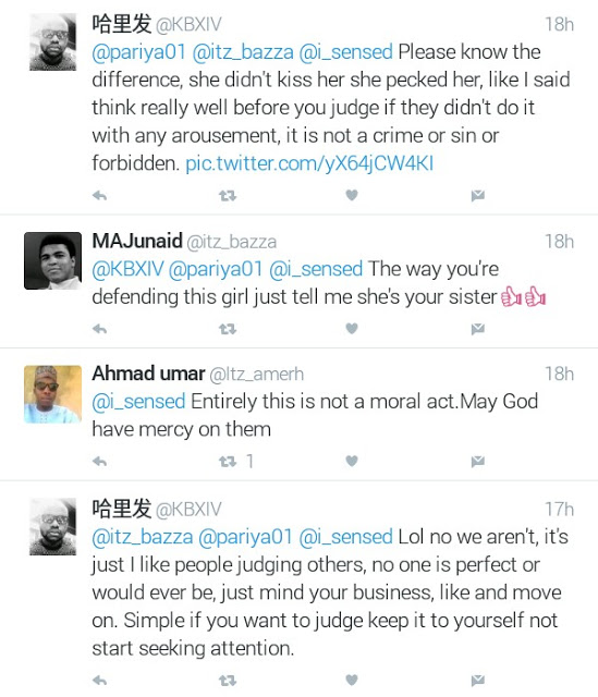 Photo of young girl giving another girl a peck on the cheek is "pure homosexuality" says Nigerian Muslim man