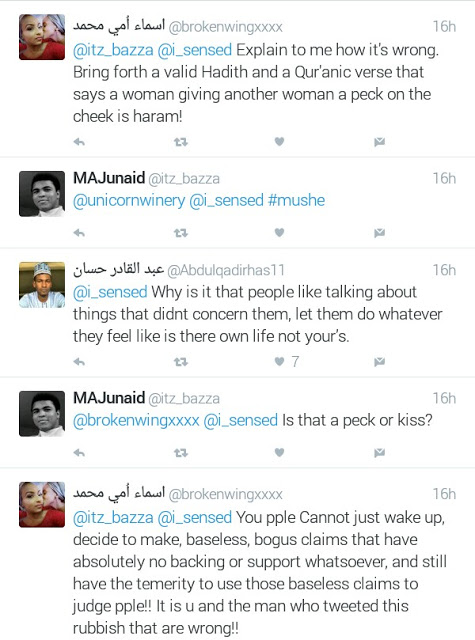 Photo of young girl giving another girl a peck on the cheek is "pure homosexuality" says Nigerian Muslim man