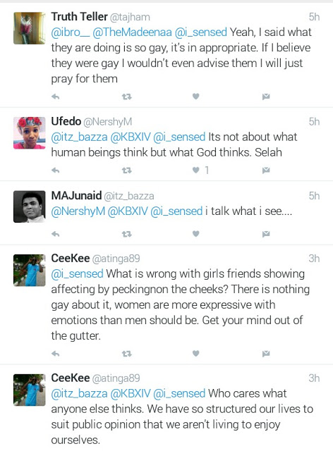 Photo of young girl giving another girl a peck on the cheek is "pure homosexuality" says Nigerian Muslim man