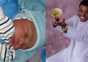 Ayo Ajewole aka Woli Agba and his new born baby