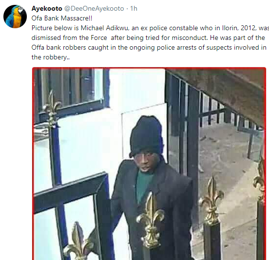 One of the Offa bank robbery suspects is allegedly a dismissed police officer