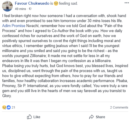 Final year student of Evangel University killed by reckless driver in Ebonyi state