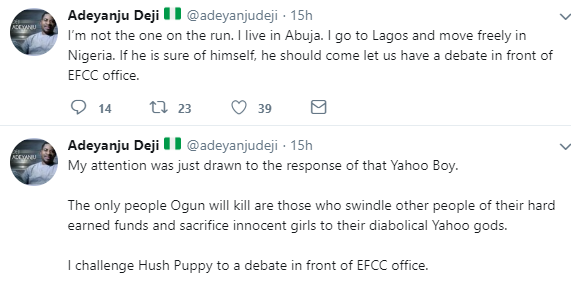 Deji Adeyanju challenges Hush Puppi to a debate in front of EFCC office