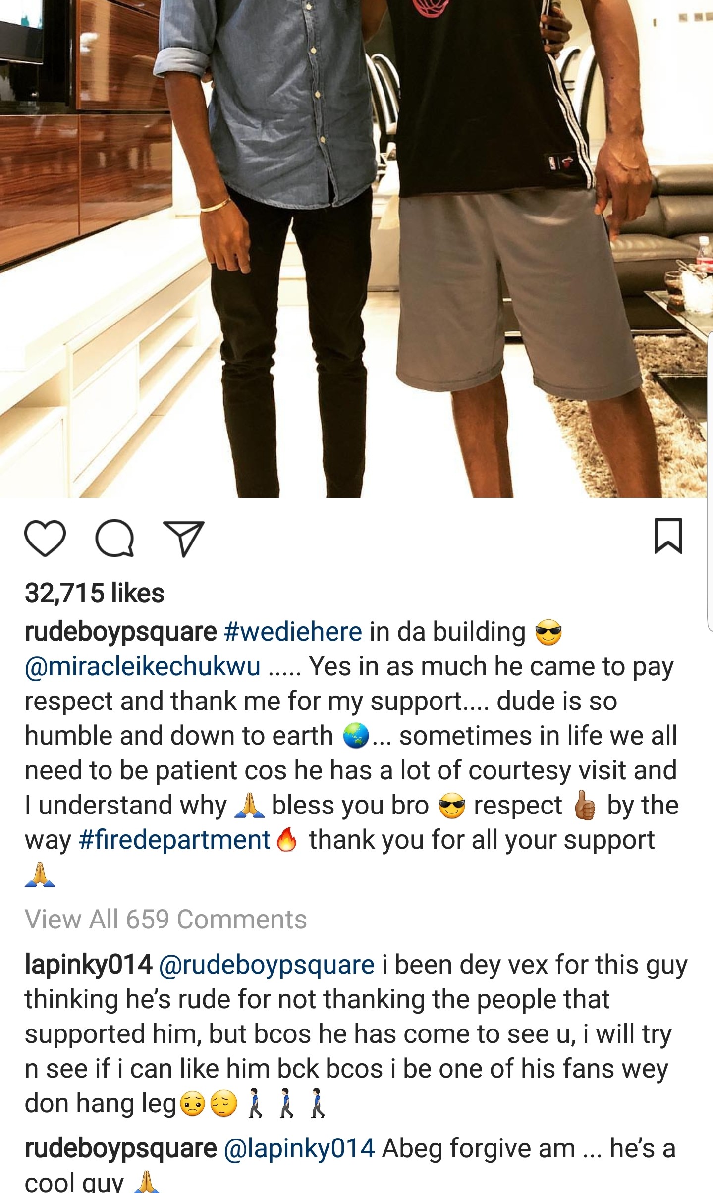 BBN winner Miracle visits Paul Okoye and his family at their home (photo)