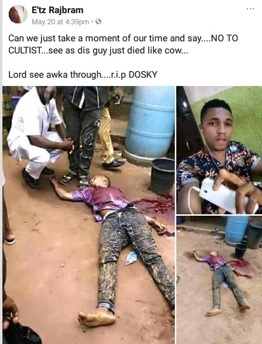 One student shot dead as rival cult groups go on rampage in Awka, Anambra State (photos)