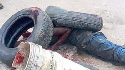 Jungle Justice: Suspected murderer burnt to death by angry mob in Rivers State (graphic photos)