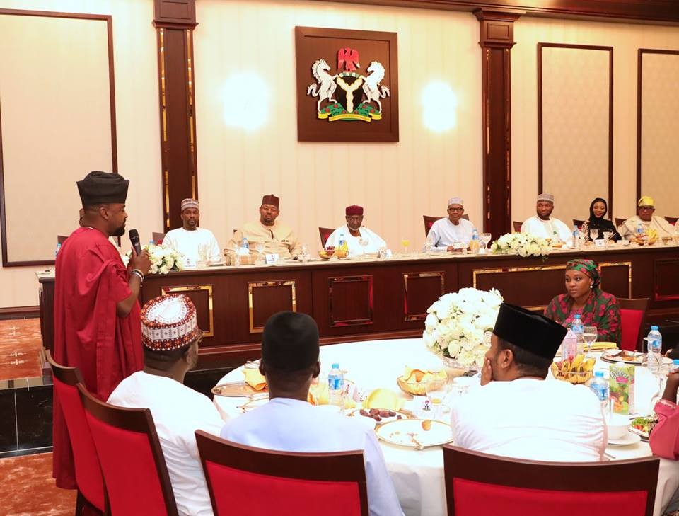 Photos: President Buhari breaks Ramadan fast with Tobi Bakre, Sound Sultan, Tania Omotayo, Kunle Afolayan, others