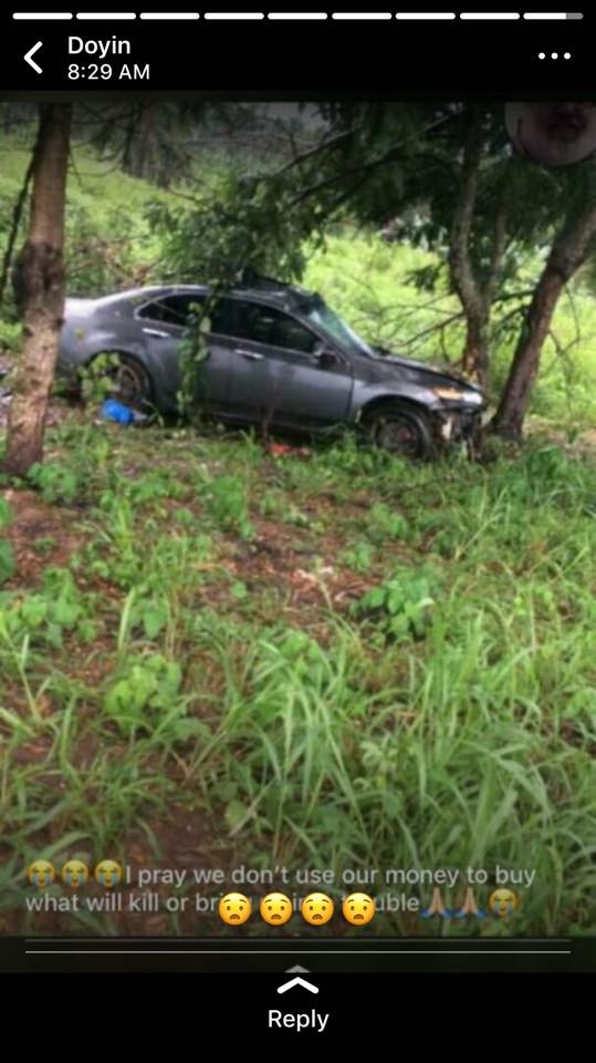  200level FUNAAB student and two others die in car accident in Oyo State on their way from a friend?s graduation thanksgiving (Photos)