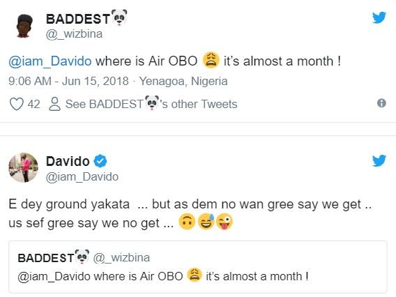 One month after,?Davido reacts?to?question on his ownership of a private jet