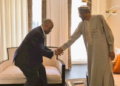 Godswill Akpabio meets President Muhammadu Buhari in London