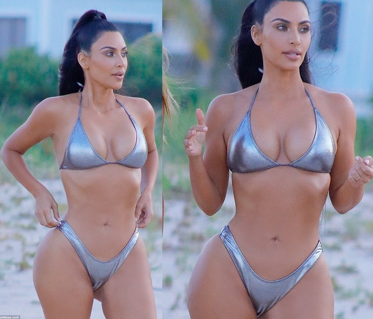 Kim Kardashian flaunts her banging body in sexy silver bikini, poses in Mia...