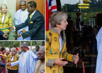 Theresa May arrives Aso Rock to meet Buhari
