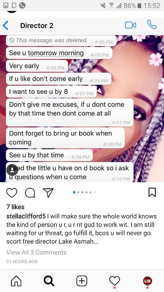 Actress Stella Clifford calls out married movie director demanding sex for work, shares screenshots of their chat