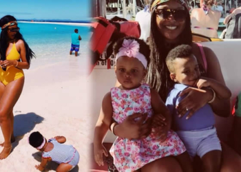 Lovely Photos of Anita Okoye Chilling With children at Beach