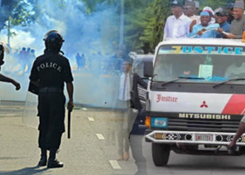 Police fire teargas, shoot at Saraki, Dogara, Ben Bruce, others at INEC office