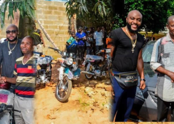 Kcee and E-money give out motorbikes and a car to youths