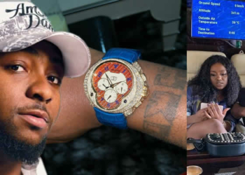 Davido shows off his newly acquired diamond encrusted wristwatch