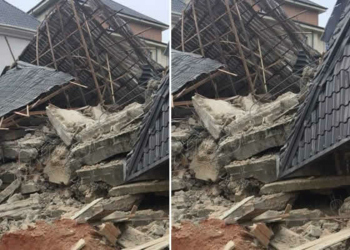 Scene of the collapsed building in Nnewi, Anambra