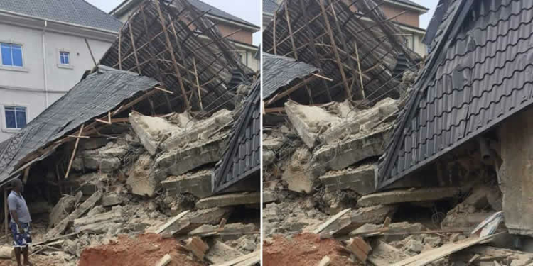 Scene of the collapsed building in Nnewi, Anambra