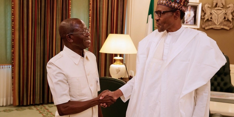 APC Chairman, Adams Oshiomole, President Muhammadu Buhari