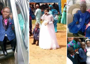 Trending Photos of a Nigerian Dwarf who got married to his tall sweetheart.