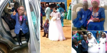 Trending Photos of a Nigerian Dwarf who got married to his tall sweetheart.