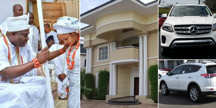 Ooni of Ife gifts new Queen, Prophetess Naomi Oluwaseyi, a Mansion and two luxurious cars