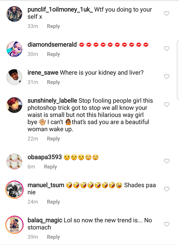 Curvy actress Princess Shyngle flaunts her extremely tiny waist and fans raise fears (screenshots)