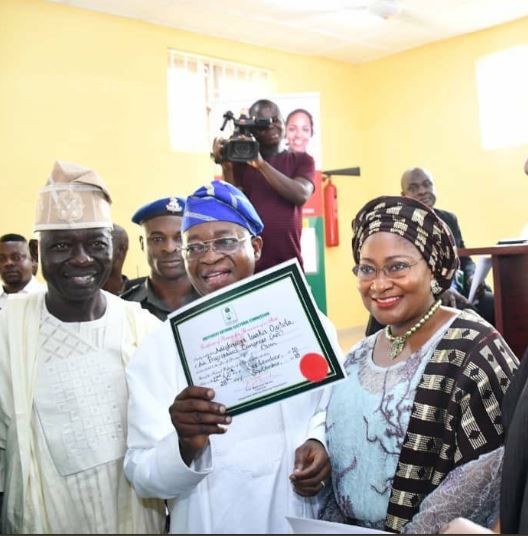 Photo: INEC presents?certificate of return to Gboyega Oyetola as Osun State Governor-elect
